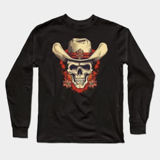 Retro Cowboy with Flowers Long Sleeve T-Shirt